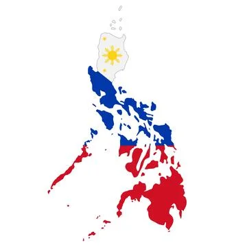 Philippines icon. Stylized map of the country with national flag colors and.. 스톡 일러스트