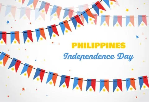 Philippines independence day. Vector banner background with bunting with flags Stock Illustration