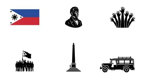 Philippines Independence Day Vector Set: Flag, Monument, Jeepney, National Hero Иллюстрация