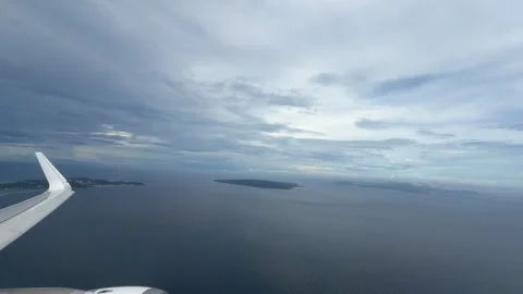 Philippines island view from above Pacific Ocean aerial plane window view travel Stock Footage 340596114