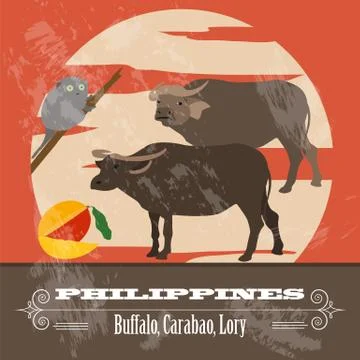 Philippines landmarks. Retro styled image Stock Illustration