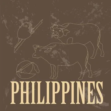 Philippines landmarks. Retro styled image Stock Illustration
