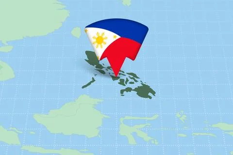 Philippines Location Highlighted on Asian Map with Flag Icon. 库存插图
