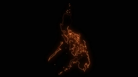 Philippines map with all states or provinces glowing neon outline. Stock Footage 204914613