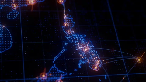 Philippines map big data visualization. Futuristic digital map infographic of Stock Footage 335697100