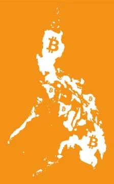 Philippines map with bitcoin crypto currency symbol illustration Stock Illustration