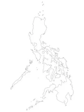 Philippines map of black outline map on white background of illustration..Lin Stock Illustration