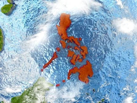 Philippines on map with clouds Stock Illustration