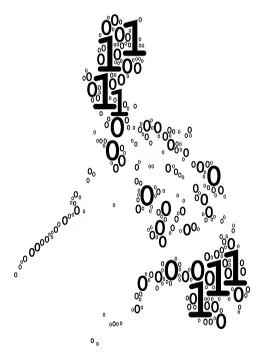 Philippines Map Collage of Binary Digits Stock Illustration