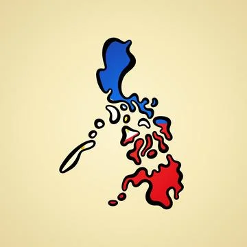 Philippines - Map colored with flag Stock Illustration