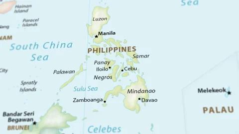 Philippines on a Map with Defocus (4K) Stock Footage 101934107
