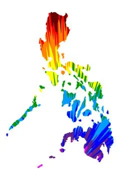 Philippines - map is designed rainbow abstract colorful pattern, Republic of Stock Illustration