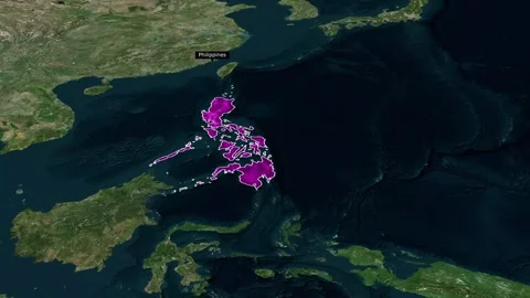 Philippines Map Earth Zoom Animation with Glowing Purple Highlight 4K Stock Footage 334834085