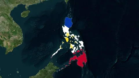 Philippines Map with flag animation, geography of Philippines Stock Footage 309413759