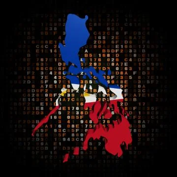 Philippines map flag on hex code illustration Stock Illustration