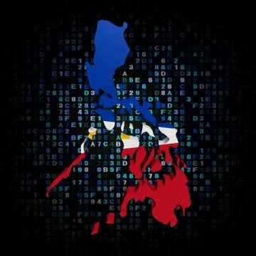 Philippines map flag on hex code illustration Stock Illustration