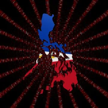 Philippines map flag on red hex code burst illustration Stockillustratie