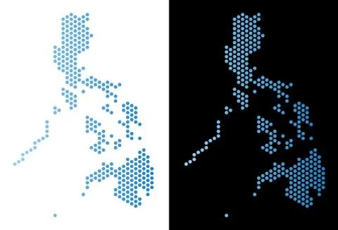 Philippines Map Hex Tile Abstraction Stock Illustration
