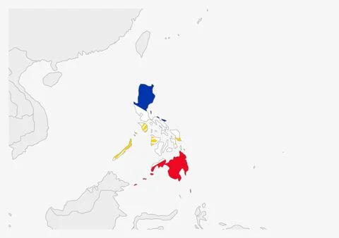 Philippines map highlighted in Philippines flag colors Stock Illustration
