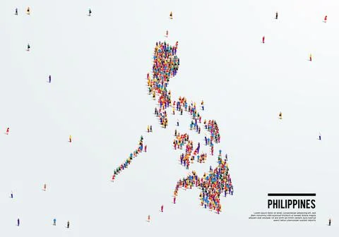The Philippines Map. Large group of people form to create Philippines Map. Stock Illustration