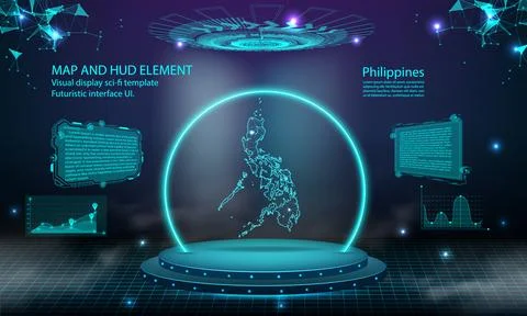 Philippines map light connecting effect background. abstract digital techno.. Stock Illustration