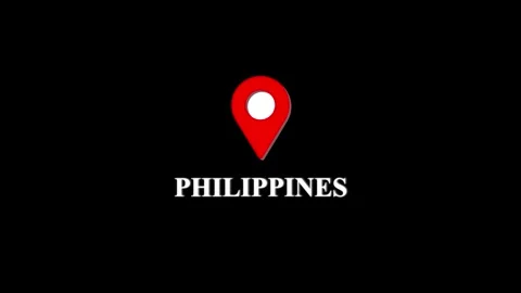 Philippines map location pin animation, minimalist red gps marker on black .. Stock-Footage 333290970