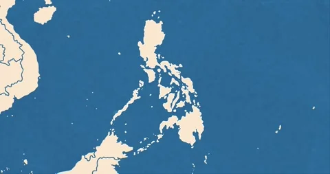Philippines map with most important cities and frontier lines Stock Footage 337431202