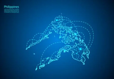Philippines map with nodes linked by lines. concept of global communication a Stock Illustration