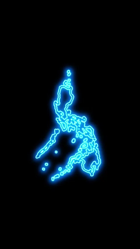 Philippines Map Outline Neon Lights Stock Footage 333057189