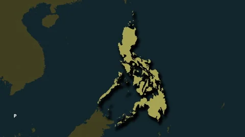 Philippines map - solid. Shadow. Pattern. Labels Stock Footage 322827074