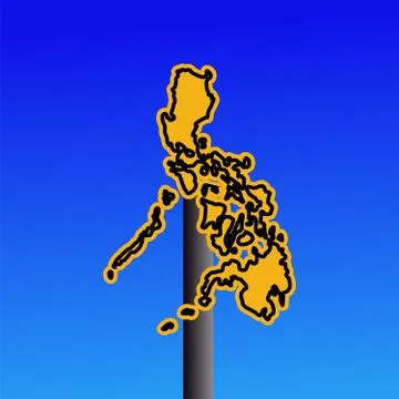 Philippines map warning sign Stock Illustration