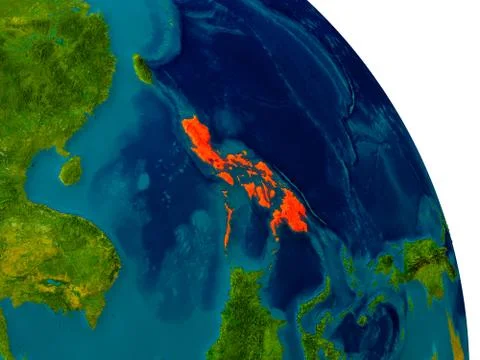Philippines on model of planet Earth Illustrazione stock