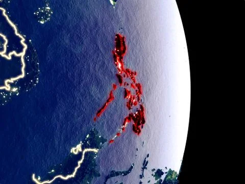 Philippines on night Earth Stock Illustration