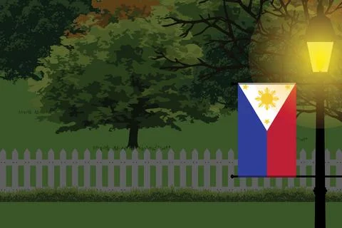 Philippines Night Trees Lamp Vector Illustration Stock Illustration