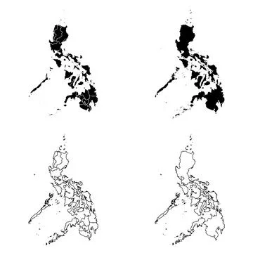 Philippines Outline and Solid Fill Map Set. Stock Illustration