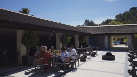 Philippines, Palawan, June 20 2024 People dining at a hotel in the tropics Stock Footage 281252575