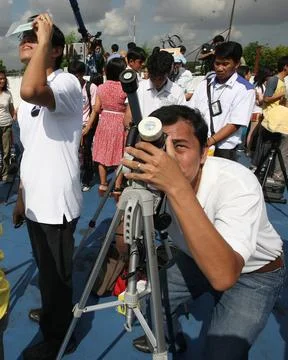 Philippines Partial Solar Eclipse - Jul 2009 Stock Photos