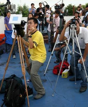 Philippines Partial Solar Eclipse - Jul 2009 Stock Photos