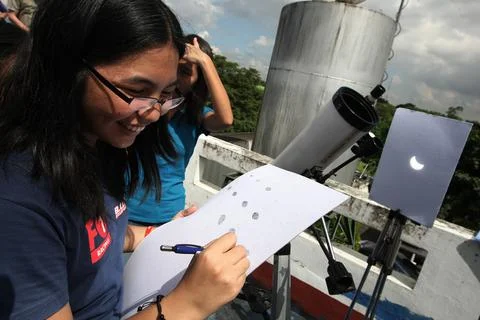 Philippines Partial Solar Eclipse - Jul 2009 Stock Photos