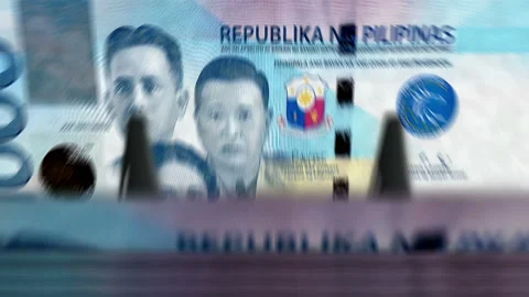 Philippines Peso money counting machine down loop Stock Footage 208719482