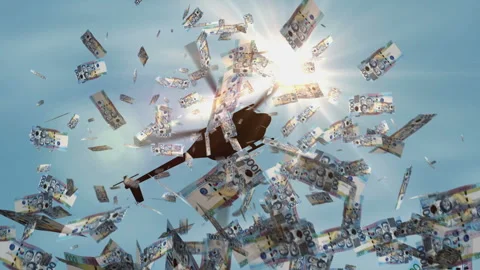 Philippines Peso PHP banknotes helicopter money dropping Stock Footage 243713643