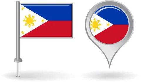 Philippines pin icon and map pointer flag. Vector Illustrazione stock