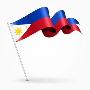 Philippines pin wavy flag. Vector illustration Stock Illustration