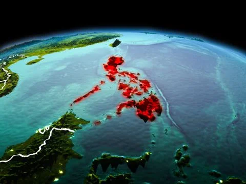 Philippines on planet Earth in space Illustrazione stock