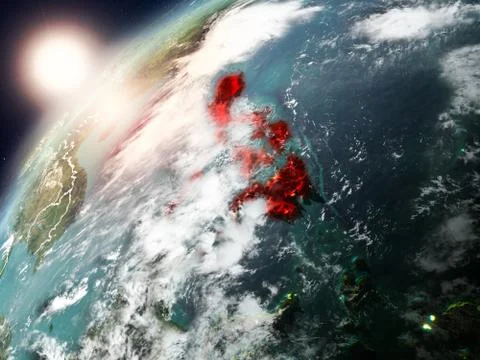 Philippines on planet Earth in sunset Stock Illustration