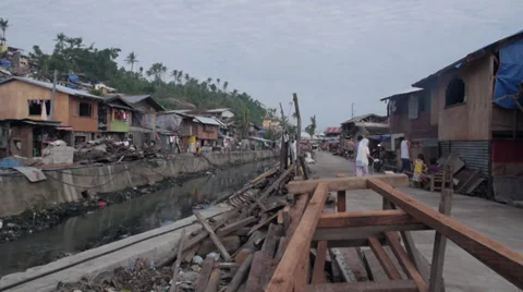 Philippines poor area jib Stock Footage 36376844