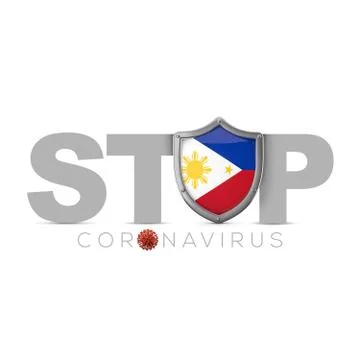 Philippines protective shield. Stop coronavius concept. 3D Render Stock Illustration
