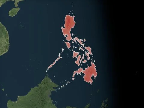 Philippines on realistic map Illustrazione stock