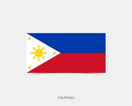 Philippines Rectangle flag icon with shadow. Illustrazione stock