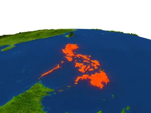 Philippines in red from orbit Stock Illustration